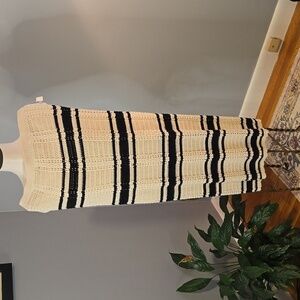 Freshman 1996 Black & Cream Bohemian Knitted Lined Maxi Skirt Size XL